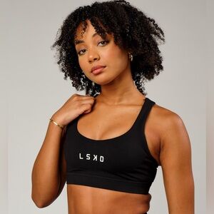 LSKD Rep Small Logo Sports Bra, Running, Training, Black XXS
